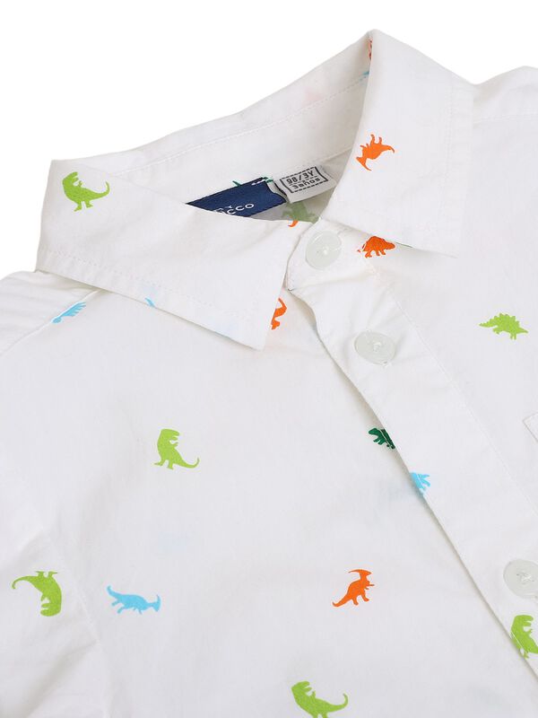 Boys White Printed Short Sleeve Woven Shirt image number 2